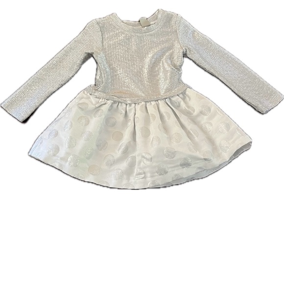 Calvin Klein Jeans Other - Beautiful silver and white baby girl dress long sleeve Calvin Klein size 24 M